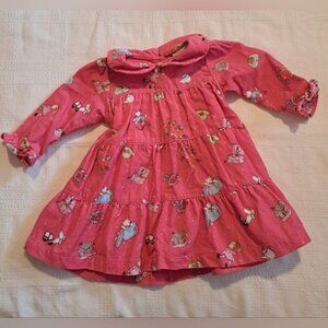 Le Top girls size 6 months pink corduroy tiered dress, tie in back, EUC